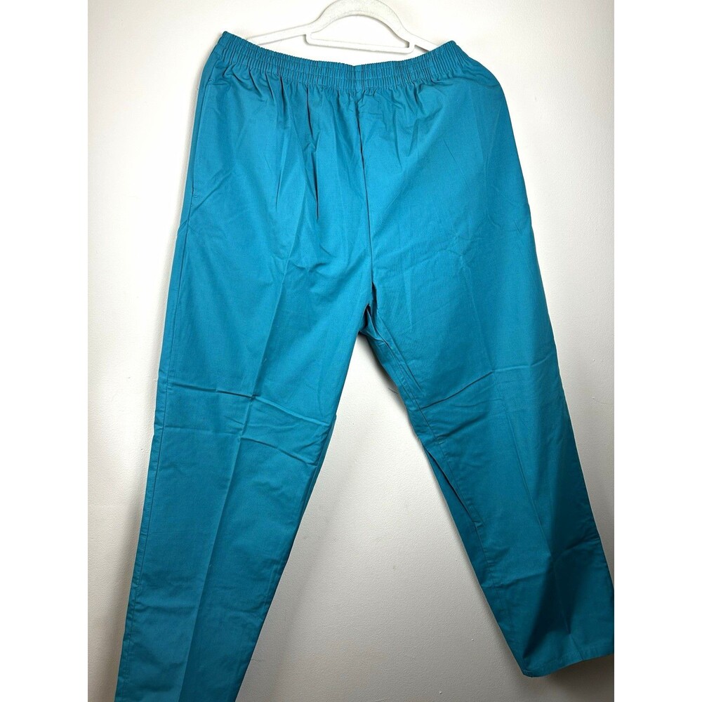 VTG 90s MHD Scrubs Turquoise Blue Solid Elastic Waist Scrub Pants L 14/16 Poplin